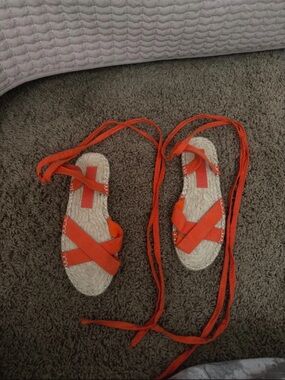 Orange Wrap Espadrille Sandals